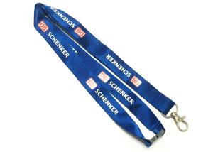 China Blue Logo Nylon Neck Strap Both Sides Metal Hook Safety Breakaway 900*20 Mm factory