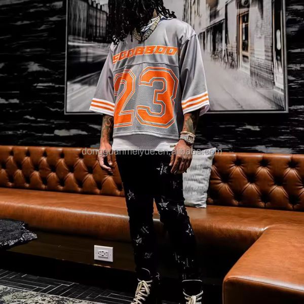 Custom Screen Print Boxy T Shirts Mesh Oversized Tshirts Soccer Wear Football Basketball Jersey T-shirt for Men