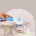 Pet Hair Remover Comb Gray Dog Grooming Brush Self Cleaning Slicker Portable