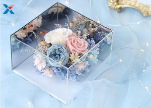 China Light Weight Mirror Acrylic Flower Box For Dry Fresh Flowers Non Flammable factory