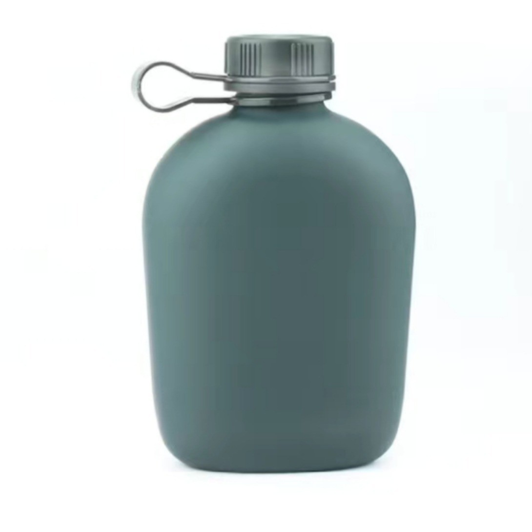 Camping Training Students Water Bottle Aluminum Body With Rubber Coated Matte Finish With Pouch Bag Shoulder Stripes