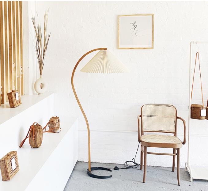 Creative Pleated Rattan Standing Lamp for bedroom living room