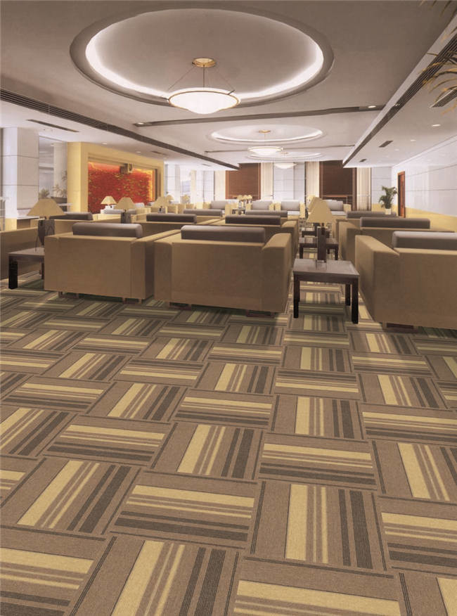 3 Mm - 4 Mm Pile Height Striped Carpet Tiles / Commercial Modular Carpet Tiles