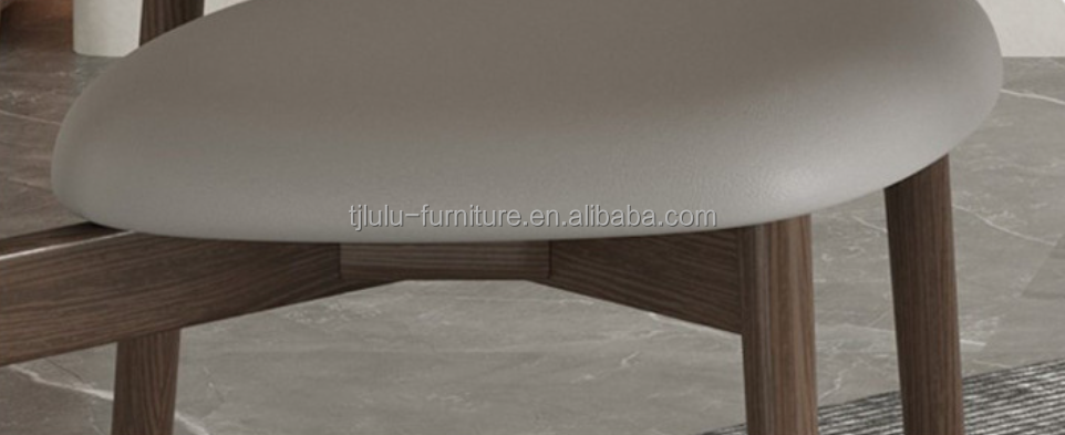 Modern Nordic Dining Chair in Solid Wood and Luxury Leather PU Leather for Comfortable Dining Room