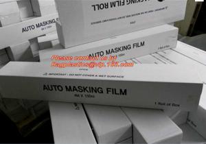 China PE Plastic masking taped protective film for paint protection, Easy Tearing Tissue Paper Auto Paint Masking Film factory