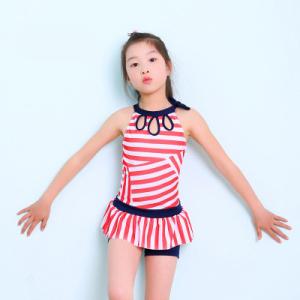 China 2019 Popular Stripe Split Skirt Swimming Suit factory