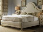 Modern Bedroom Wooden Frame Beige Upholstered King Size Bed
