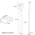 Length 873MM 5 String Bass Guitar Neck Fingerboard 21 Frets Headstock Adjustment