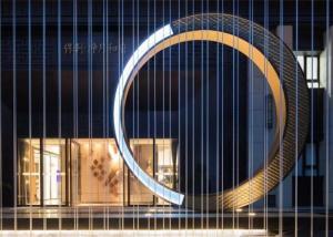 China Light Outdoor Garden Sculptures Metal Stainless Steel Circle For Yard factory