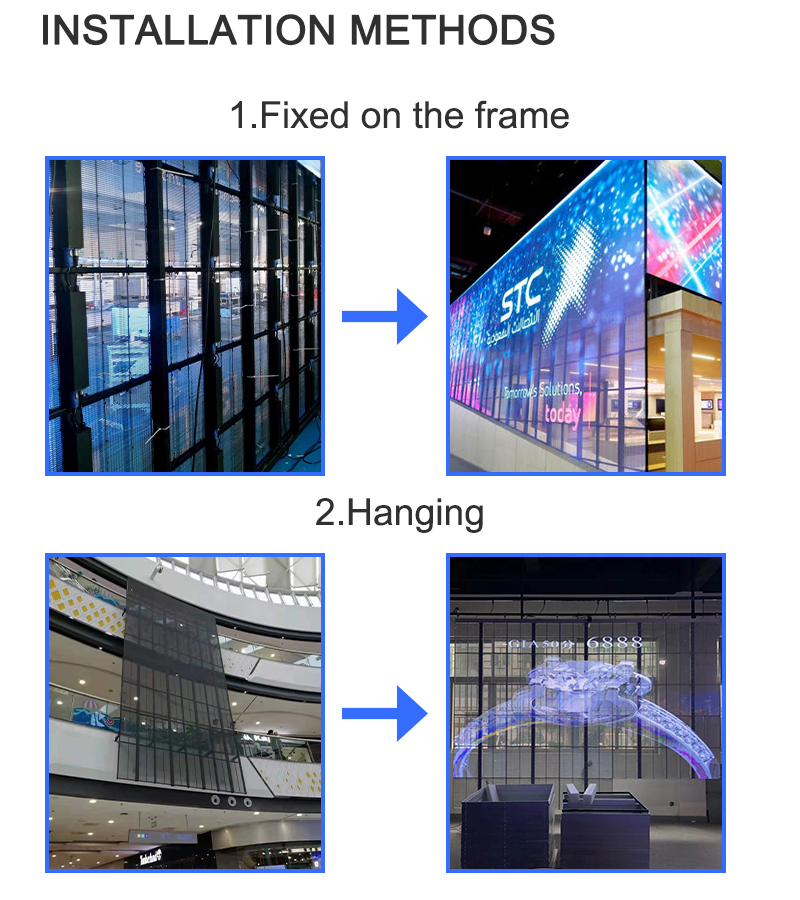 Full Color Transparent LED Display Screen Video Wall P3.91-7.82mm Pixel Pitch
