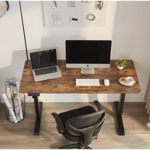 China 710mm Dual Motor Brown Wooden Electric Desktop Top Lifting Desk for Ergonomic Home Office factory