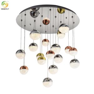 China Project Led Strip 12cm Crystal Pendant Chandelier Luxury Sturdy Metal Glass Ball Clear Staircase factory