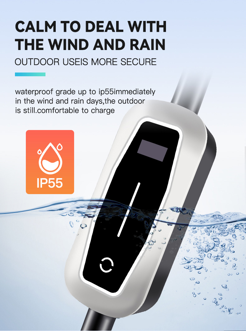 GBT 3.5KW 7KW Type 2 EV Portable Charger Adjustable Current 16A 32A 40A CE ROHS Certified Output Current 8A/10A/13A/16A/32A