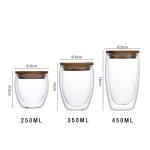 Clear Borosilicate Double Wall Glass Tea Cup 250ml 350ml 450ml