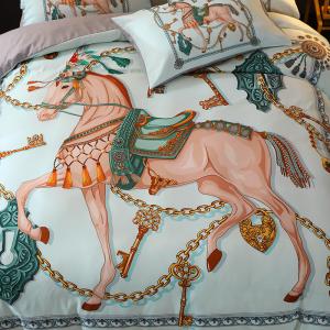 Diagonal Pattern Designer Digital Printing 4 PCS Bedding Sets Color Fastness