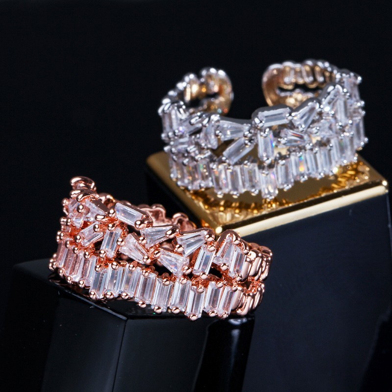 Fashion Copper Gold-Plated zircon Wedding ring women rings rainbow Adjustable Snake lion Ring Wholesale