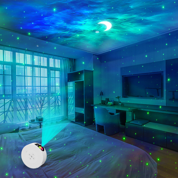 Multiscene RGB Star Moon Night Light , Voice Control Moon Nebula Lamp Projector