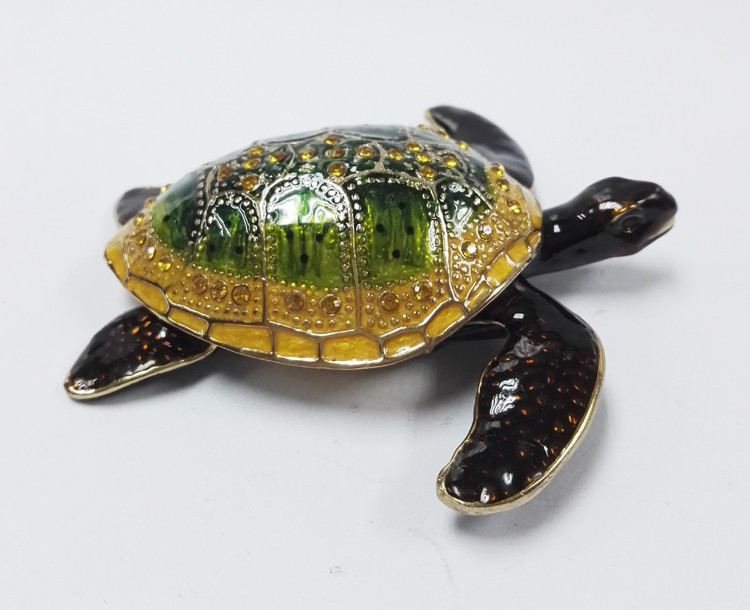 Metal turtle jewelry box bedside turtle enamel metal jewelry box