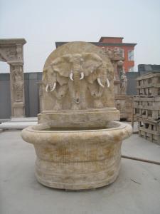 China Antique Elephant Head Stone Marble Wall Water Fountain factory
