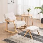 Solid Wood Frame Comfortable Fabric Seat Lazy Single Sofa Rocking Chair for