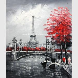 China Modern Canvas Paris Oil Painting Streetscape Handmade By Palette Knife factory