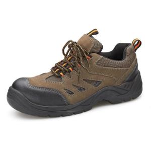 China Classic Steel Toe Safety Trainers Water Resistant Leather Upper Customized Color factory