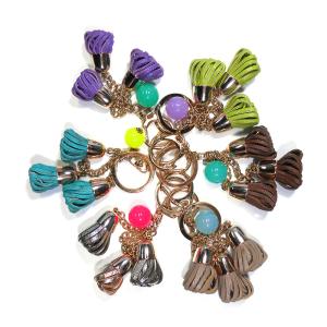 China Chorme Plating Leather Flower Keychain , Ladies Custom Leather Keychains factory