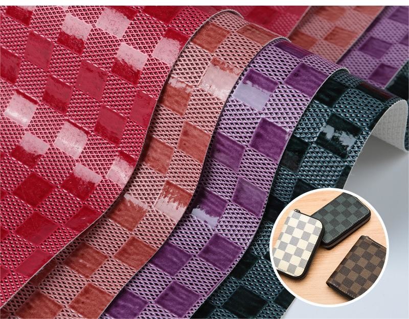 PVC Synthetic Leather Fabric Chessboard Bags Custom Faux Leather