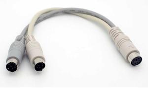 China 6 inch PS/2 6 Pin Mini-Din Y Splitter Female to dual male Cable factory