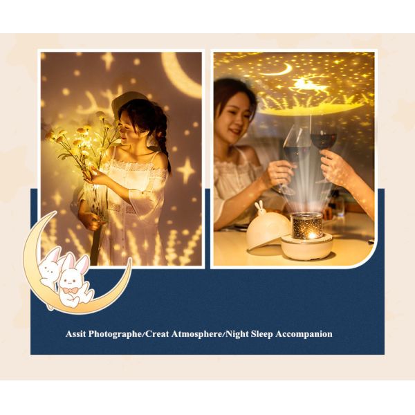 Bunny Star Night Light Projector Night Light Star Projector For Kids Baby Room Romantic Bunny Projection LED Night Lamp