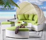 Durable Outdoor Wicker Furniture Sunbed Unique Round Sofa With Canopy