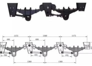 China Tandem Dual Axle Trailer Suspension Blue 150mm 785 Kg Types 1360 MM factory