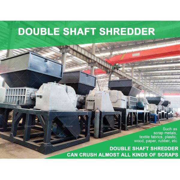 Plastic Waste Crusher Solid Waste Recycle Machine with Mini Double Shaft Shredder