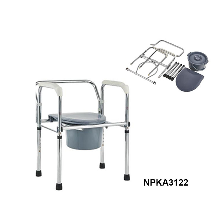 Medical Commode Chair Foldable Steel Commode Wheel Chair With Bedpan