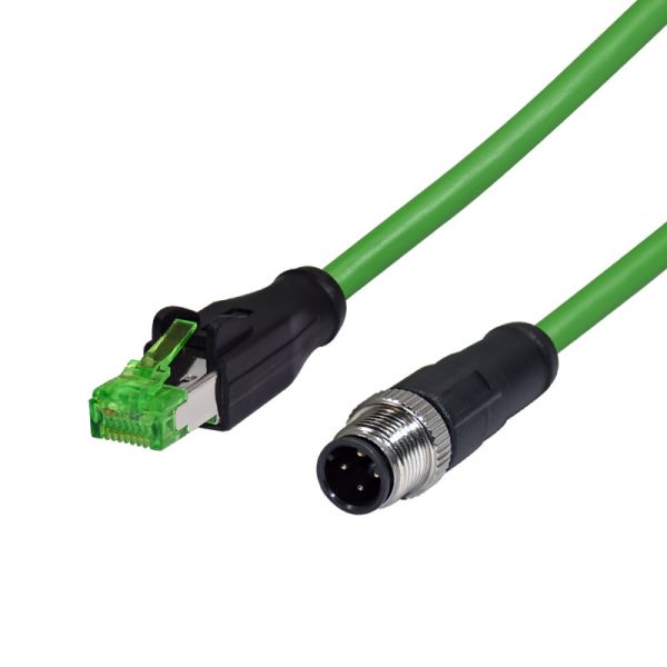 China Waterproof M12 D-Coded Cirtular To RJ45 Ethernet Cable RJ45 Patch Cord With M12 Connector factory