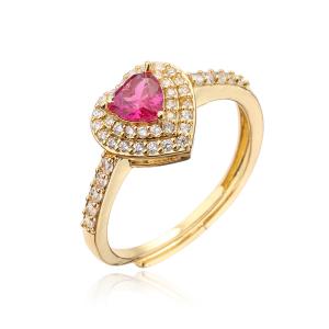 China Gold Plated 18k Wedding Ring Heart Colorful Crystal Diamond Engagement For Women factory