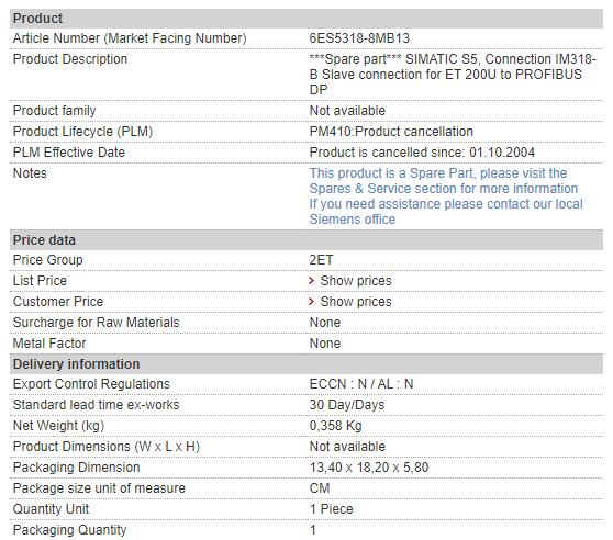 6ES5318-8MB13 6ES5 318-8MB13 Siemens Communication Module