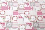 White And Pink Printed Quilt Set 100 Percents Cotton For Household Bedroom