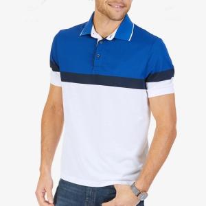 China Breathable Color Block Mens Polo Style Shirts Short Sleeve Slim For Summer factory