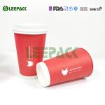 Red Single Wall Disposable Paper Coffee Cups For Christmas Holiday Wholesale
