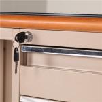L Shape Office MDF Board Three Drawers Steel Executive Desk