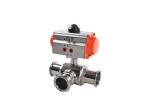 Stainless Steel Sanitary Control Valves , Pneumatic Actuated Ball Valve Welded