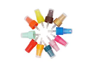 China Colorful Cosmetic Fine Mist Perfume Sprayer Pump Custom Half Cap Spray Pump factory