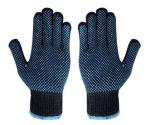 Blue Cotton Liner Gloves Double Side PVC Dot Knit Gloves Size 9 Size 10