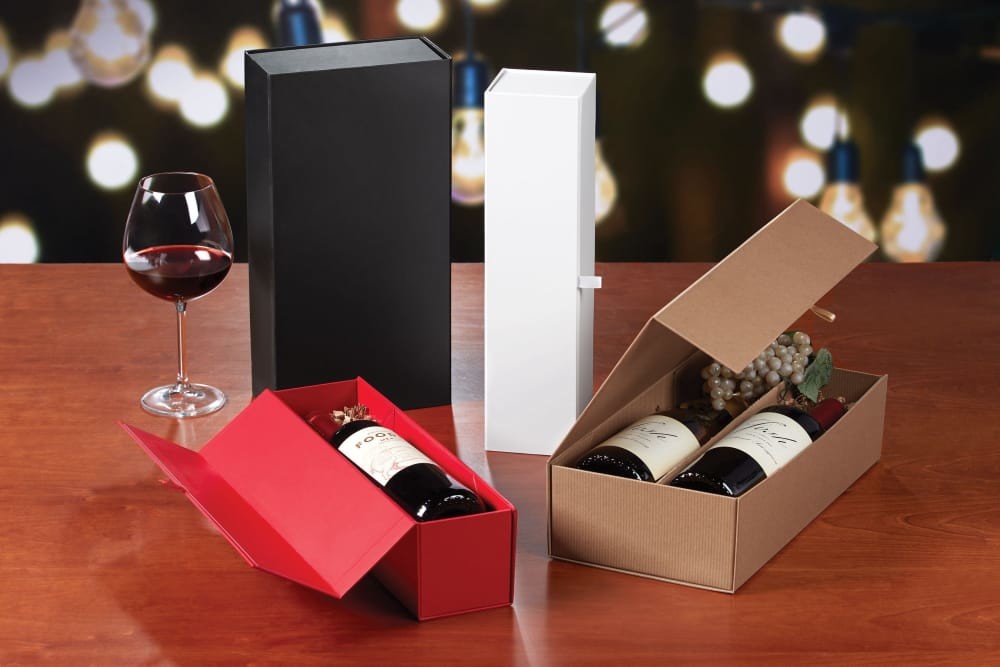 ISO9001 Certified Rigid Wine Gift Packaging Boxes With Magnetic Flap
