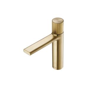 China Polished Single Handle Basin Faucet Countertop Mount Gold factory