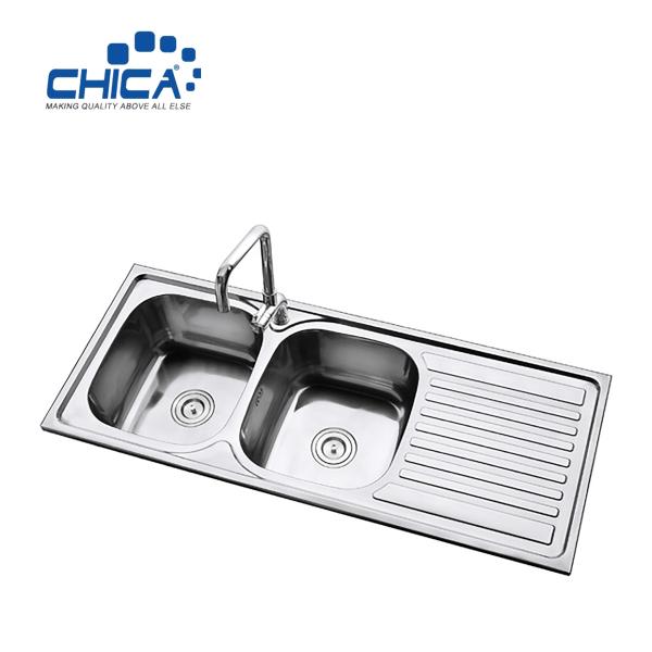Edge Technology Color Double Bowl Kitchen Sink Stainless Steel Apron Sink Press
