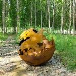 garden decoratibe camping Rustic Red Corten Steel Sphere For Fire Pit Sphere