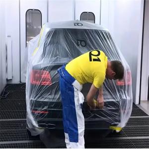 China Customized Logo Pre Taped Masking Film Transparent Automotive Masking Film For Painting factory