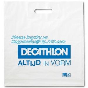 compost die cut bag PE plastic store handle shopping bag with customed printing,